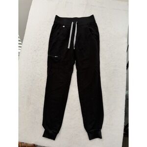 Figs Scrub Pants Women XS Black Jogger Uniform Drawstring Pockets Stretch Taper